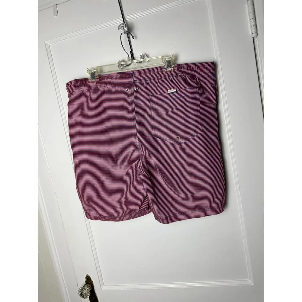 Lands' End Swim Trunks Shorts Men's Large Pink Blue Vacation Summer Resort